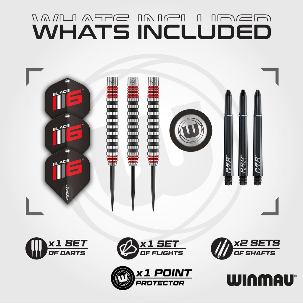Winmau Advance 500 Series 90% Tungsten Steeltip Darts Set - Red 22g