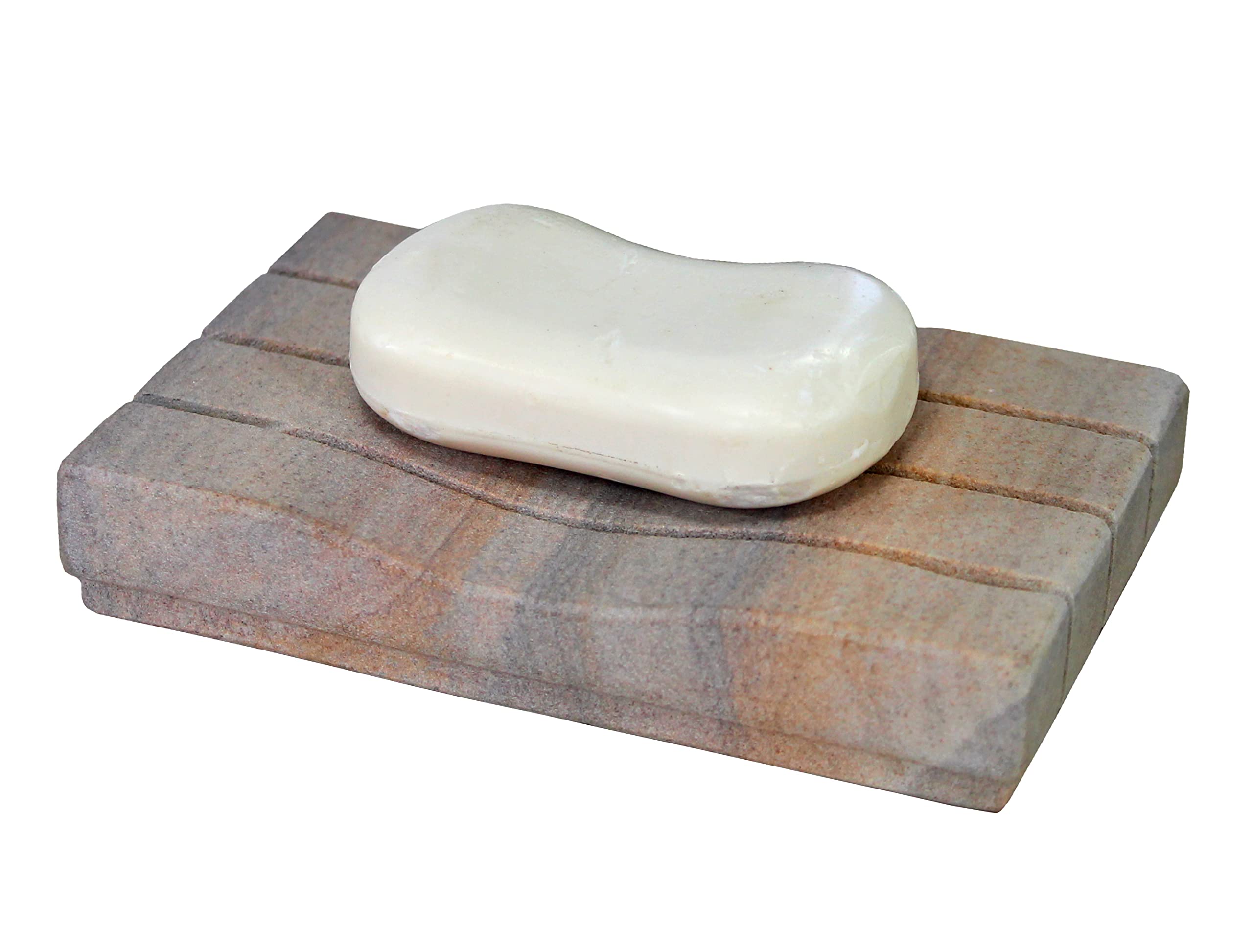 KLEO Natural Rainbow Stone Soap Dish – Handcrafted Draining Holder