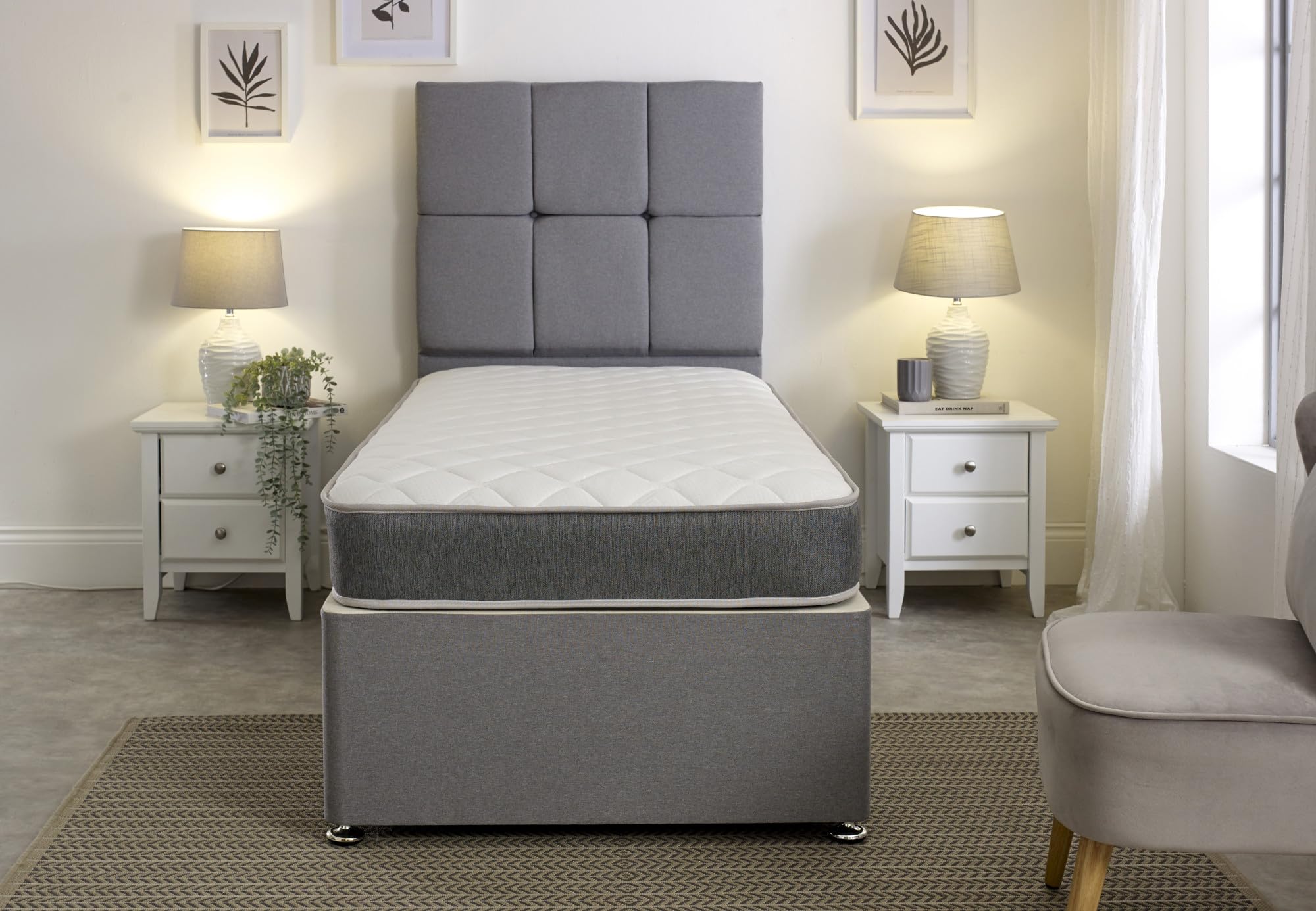Extreme Comfort Hybrid Memory Foam Mattress | Small Single 2ft6 Grey