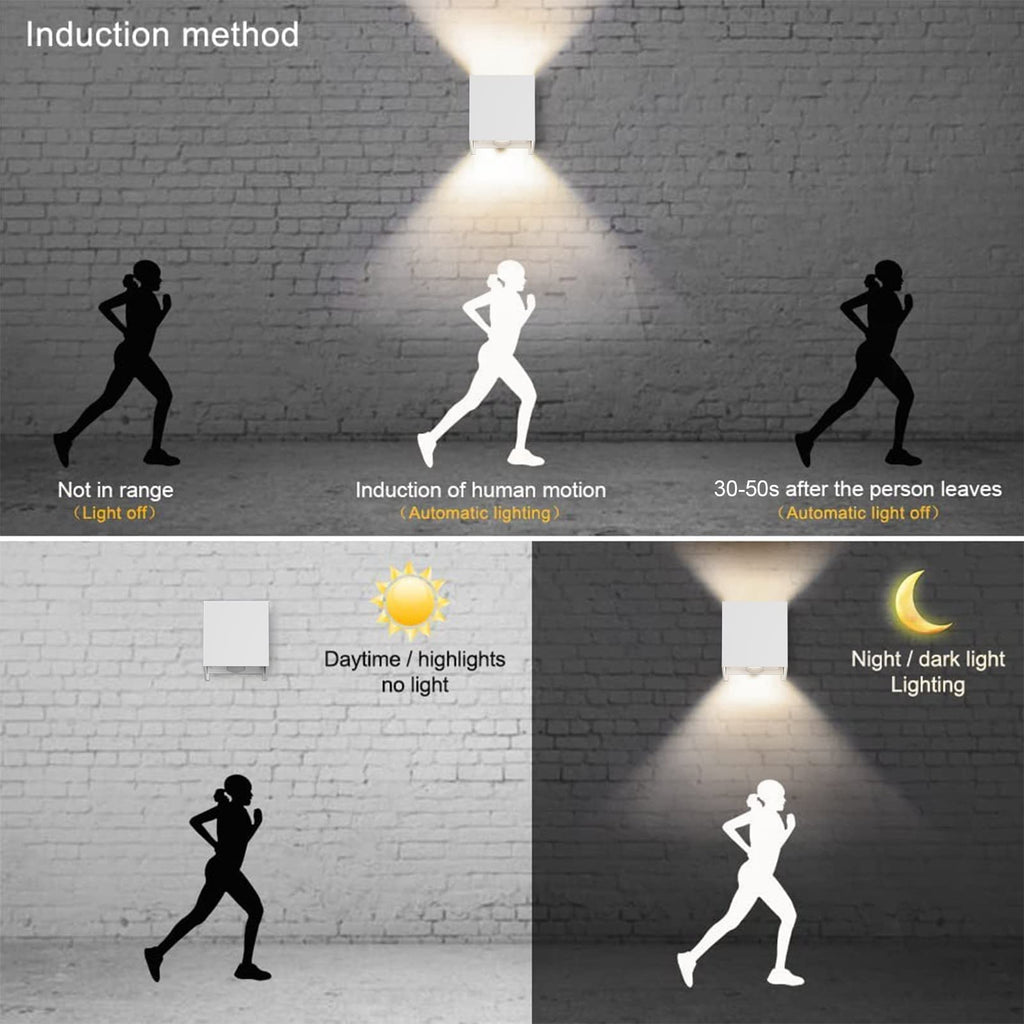 Klighten Outdoor Wall Light with Motion Sensor - IP54 Waterproof, 2PCS