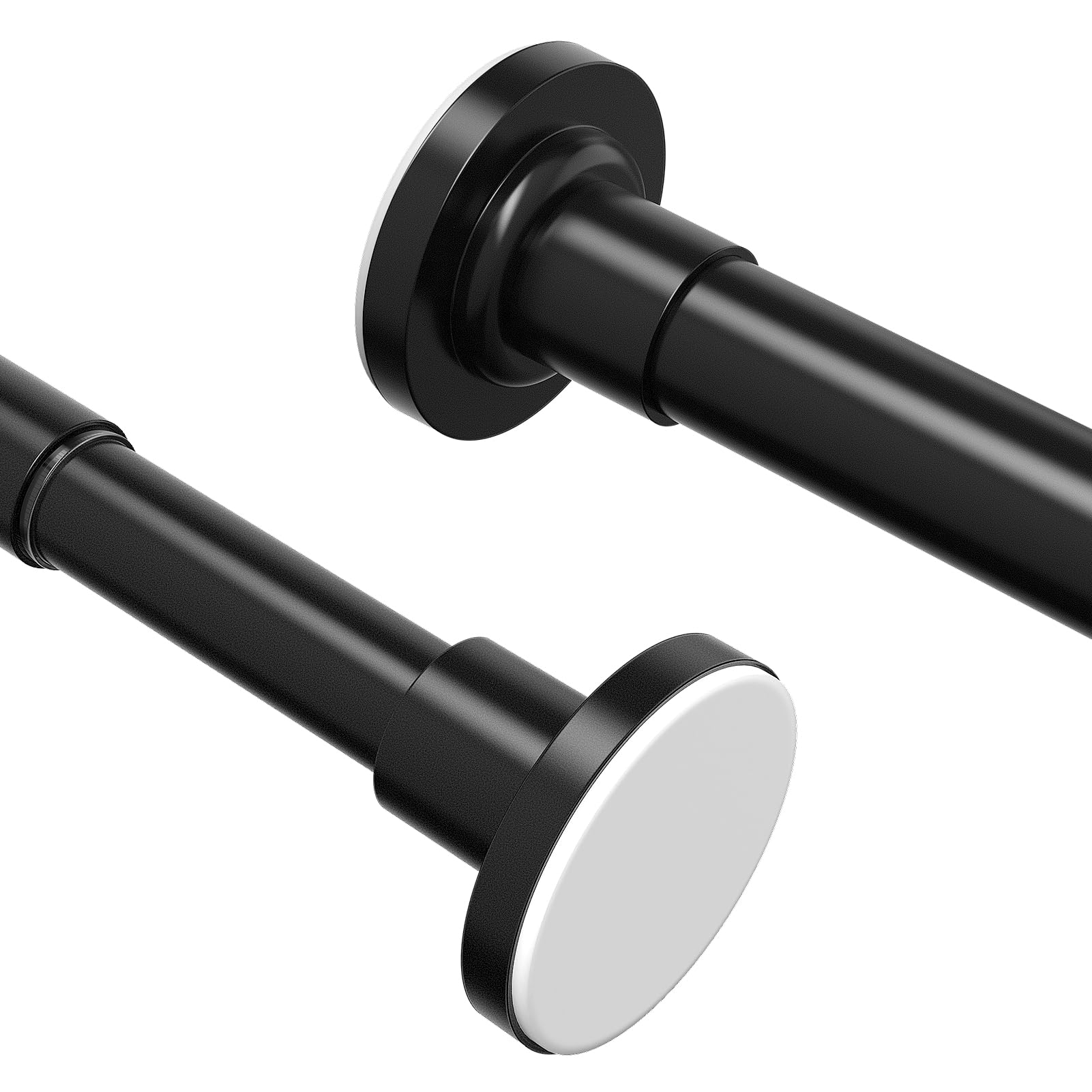 Yeabett 2-Pack Tension Curtain Rods | 48-119cm No-Drill Black Steel