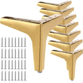 LOLYSIC 8-Pack Gold Metal Furniture Legs | 13cm Heavy Duty Triangle Sofa Feet