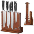 ENOKING Magnetic Knife Block | Acacia Wood Holder with Acrylic Shield