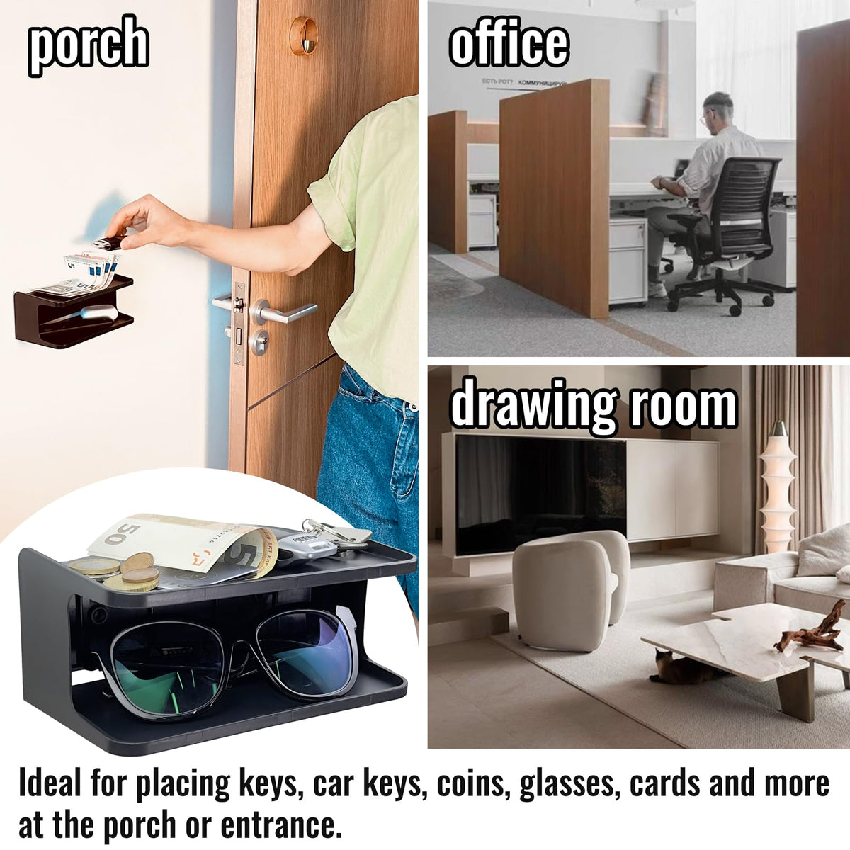 sciuU 2-Layer Structure Bedside Wall Shelf Organizer - Universal Wall Mount - image 4