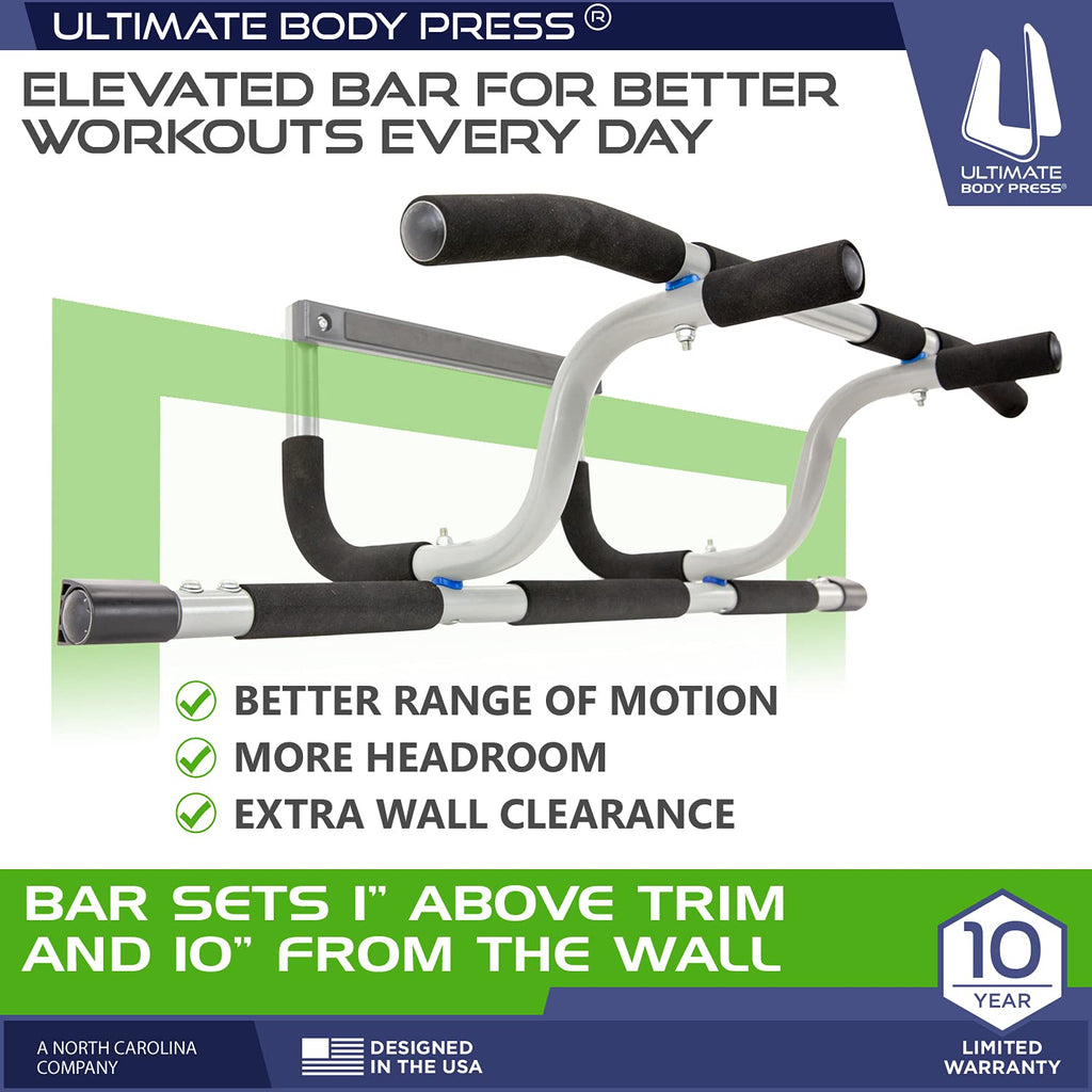 Ultimate Body Press XL Doorway Pull Up Bar | Elevated Steel Frame