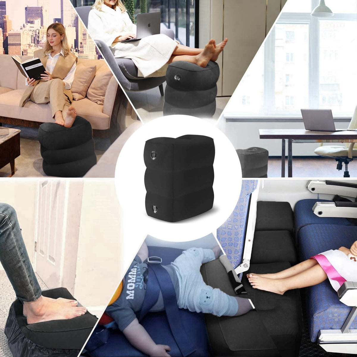 Inflatable Foot Rest Pillow, Airplane Travel Pillow, Multifunctional Adjustable 3 Layers Height Foot Rest - image 3