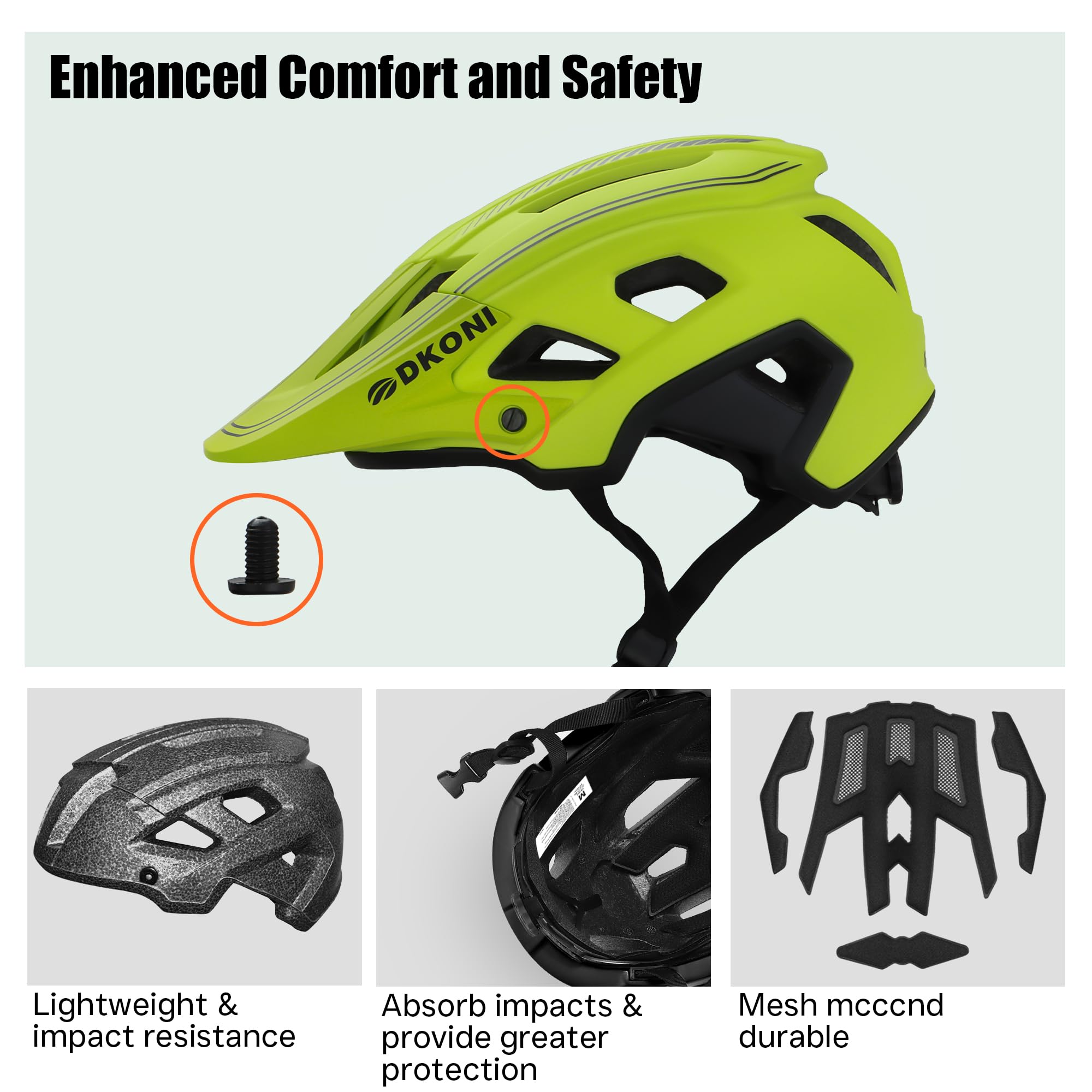 DKONI MTB Mountain Bike Helmet | Adjustable Lightweight Unisex Design