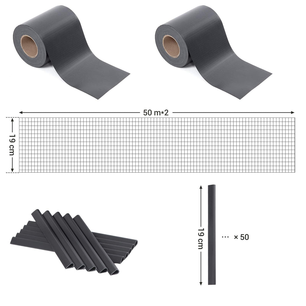SONGMICS PVC Privacy Screen Fence Strip | 100m x 19cm Anthracite Grey