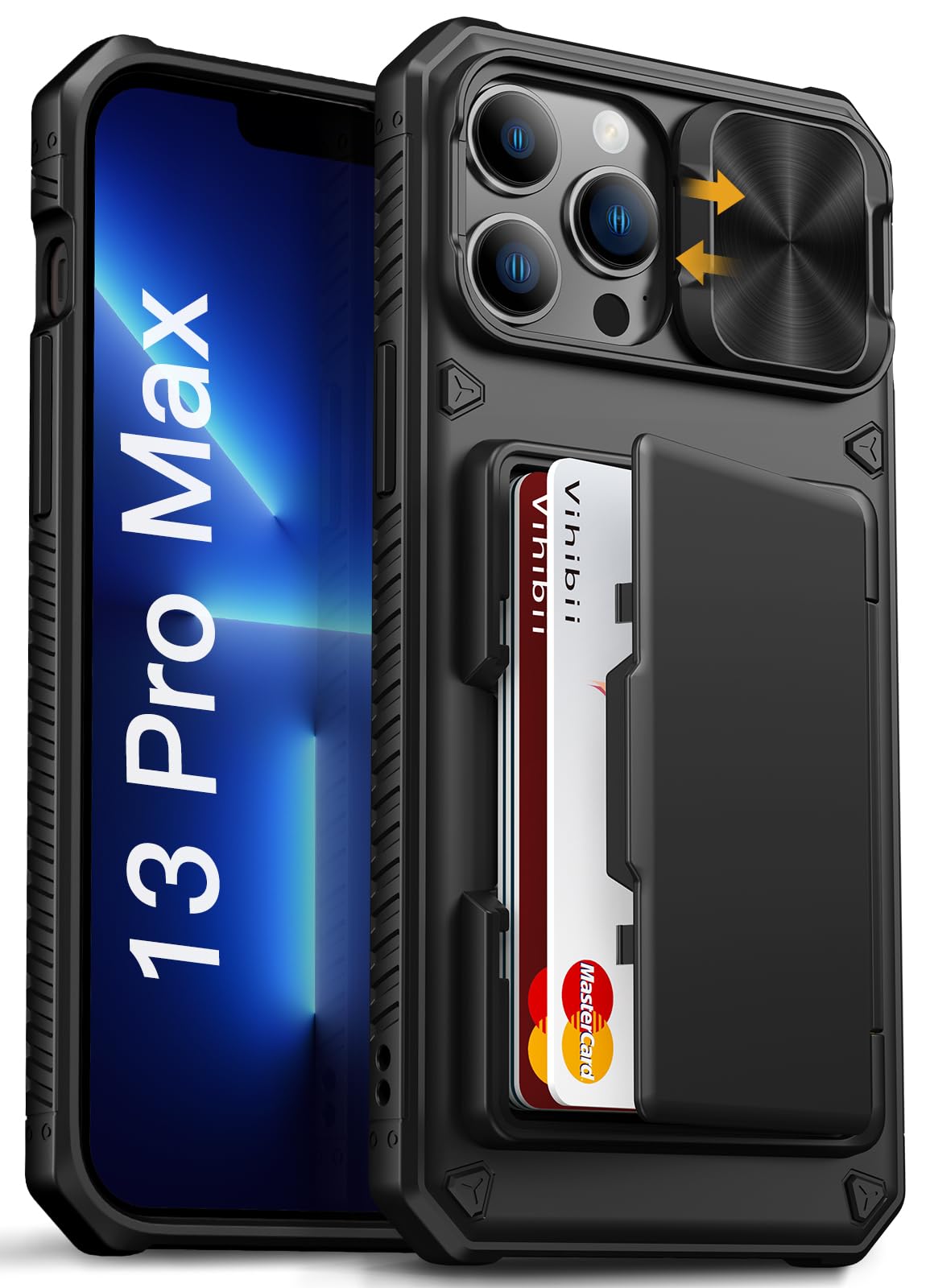 Vihibii iPhone 13/12 Pro Max Wallet Case | RFID Card Holder & Camera Cover