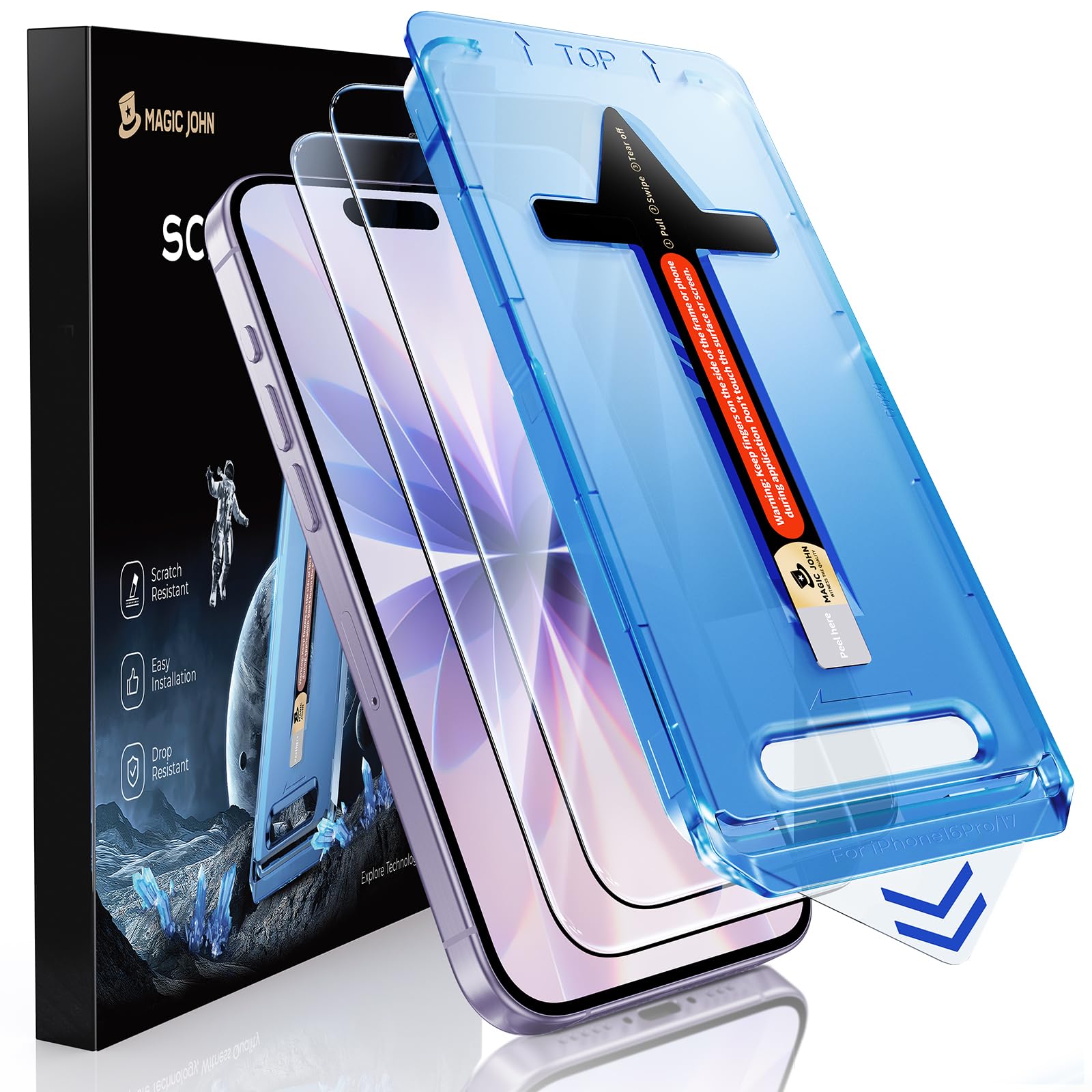 MAGIC JOHN iPhone 17 Tempered Glass Screen Protector – 2 Pack HD Clear