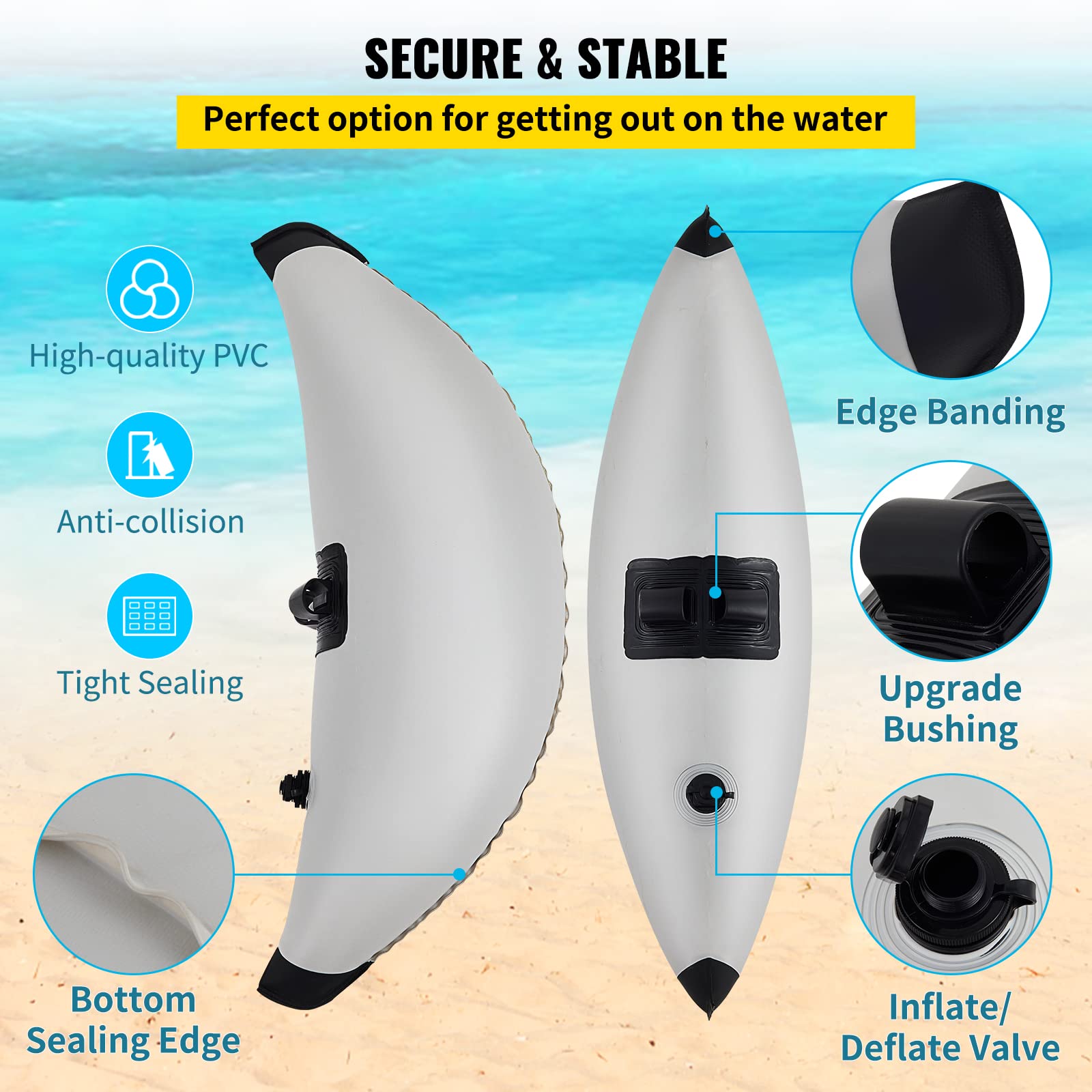 VEVOR Kayak Outrigger Stabilizer | 2 PCS Inflatable PVC Float System