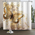 Jolof Store Gold Butterfly Floral Shower Curtain | Waterproof Polyester