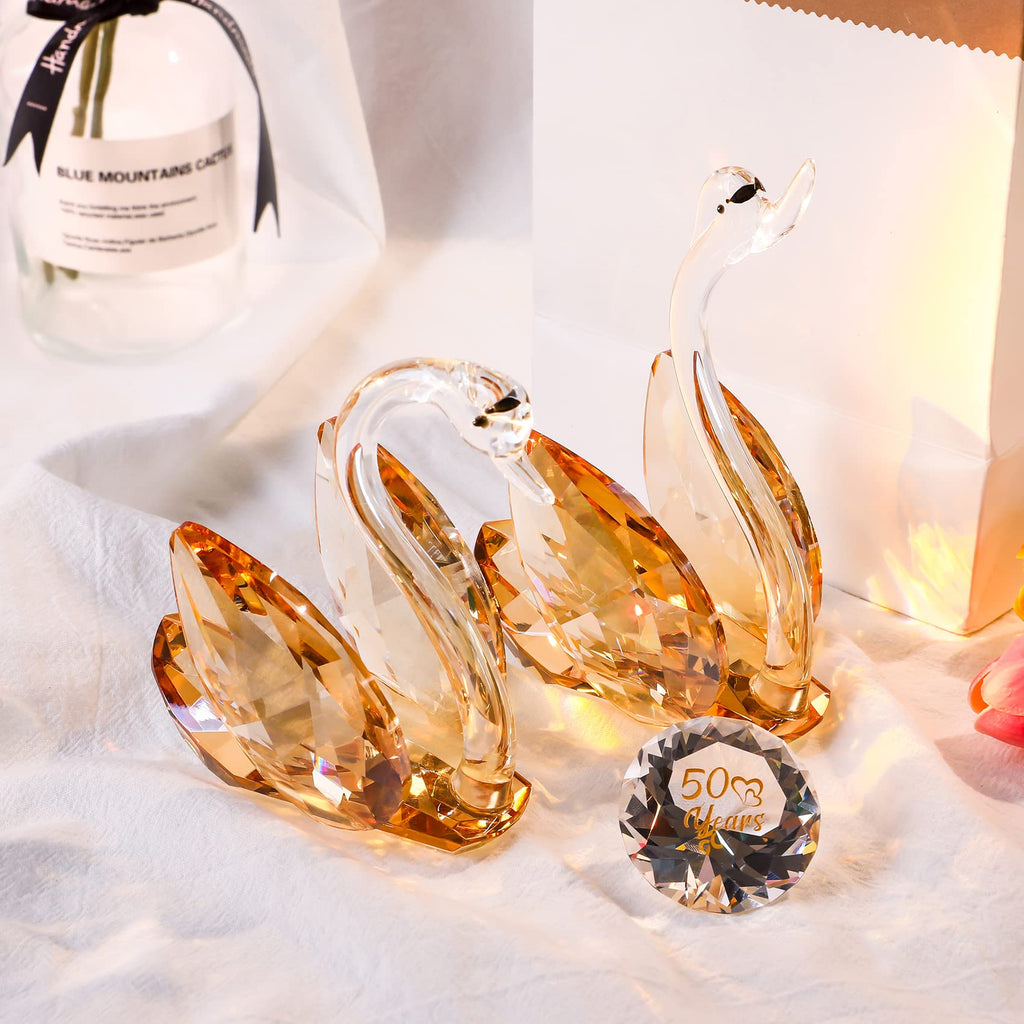 Jolof Store Crystal Golden Swans Set – 50th Anniversary Gift