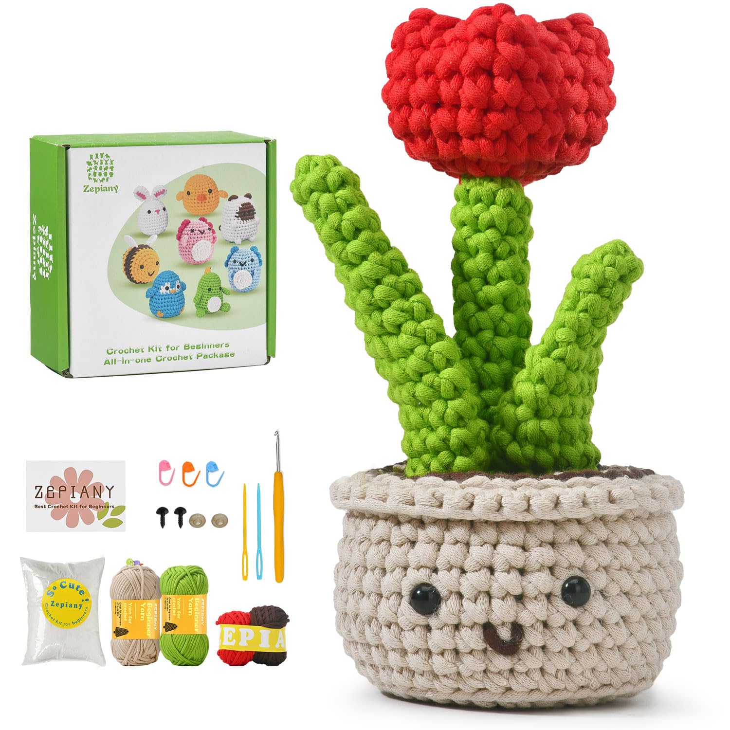 Beginner Crochet Kit – Amigurumi Flower Kit with Video Tutorials