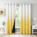 Beauoop Yellow Ombre Blackout Curtains - 90 Inch Geometric Eyelet Drapes