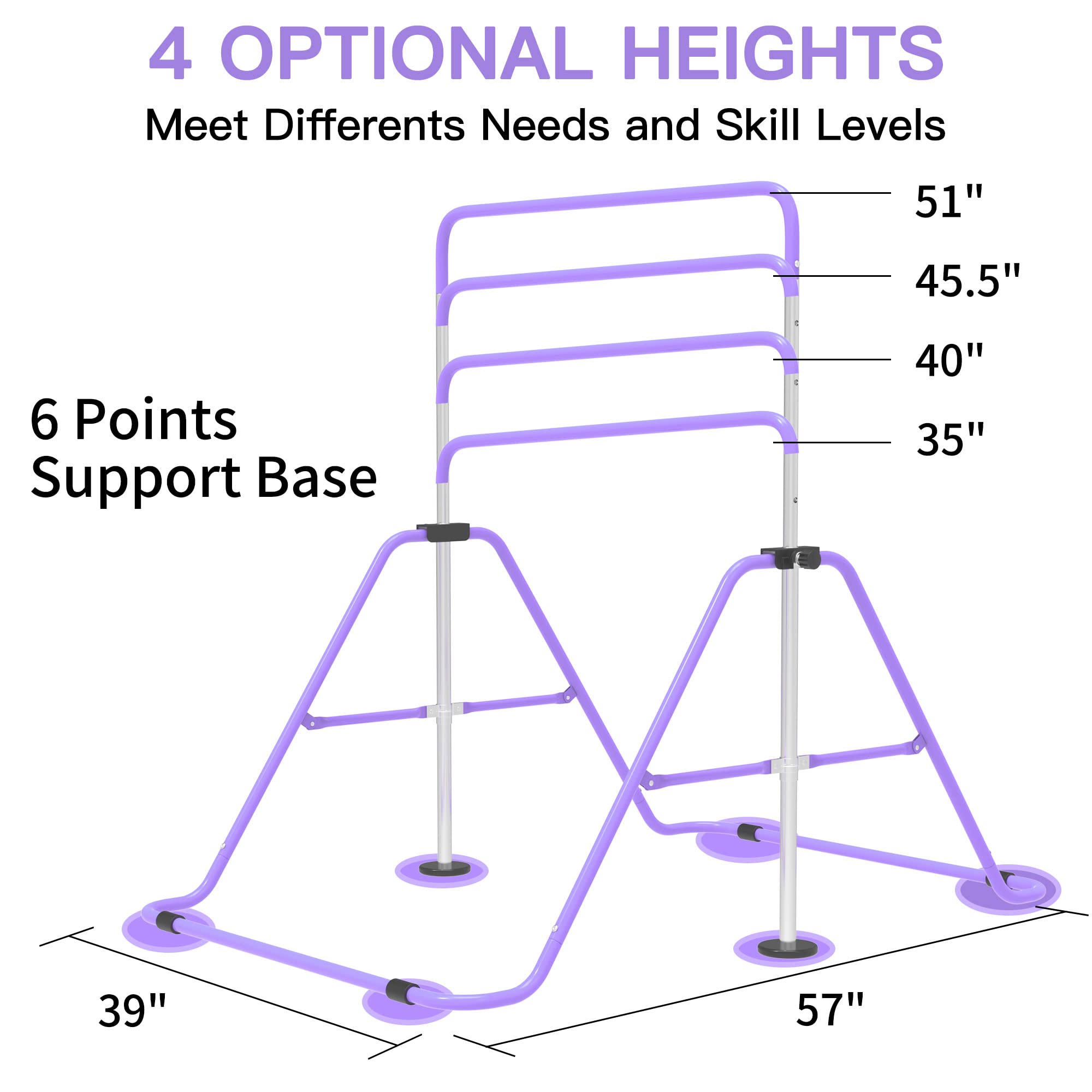 EVERYMILE Gymnastics Kip Bar – Adjustable Folding Training Bar with Rings
