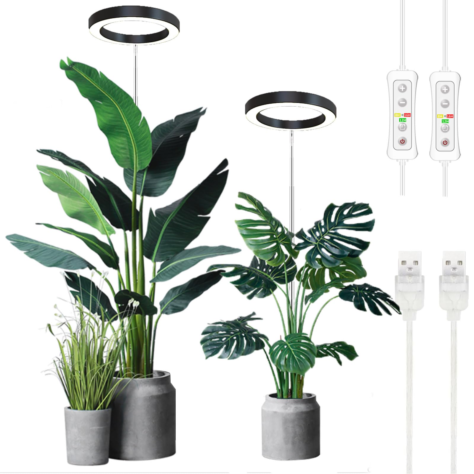 Yadoker LED Grow Light | Full Spectrum Height Adjustable Plant Lamp | 2 Pack