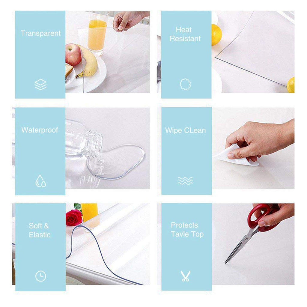 Nisorpa Clear PVC Table Cover Protector | 100x200cm Waterproof 2mm Mat