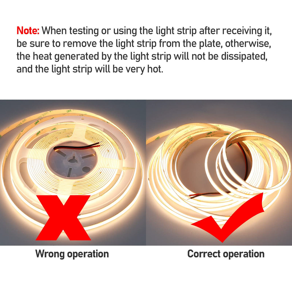 GOMING 32.8ft Double Row COB LED Strip Light | 3000K Warm White 24V