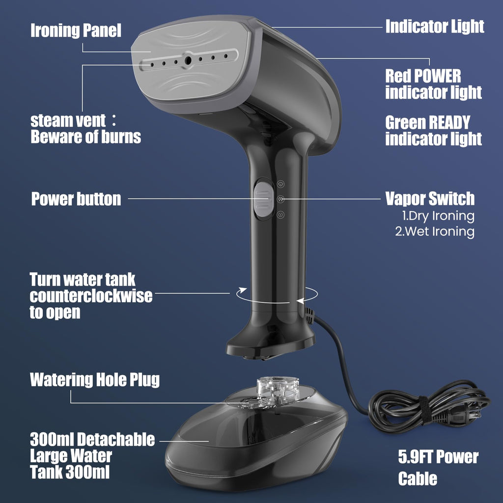 Jolof Store Handheld Fabric Steamer – 1800W Ceramic 2-in-1 Iron