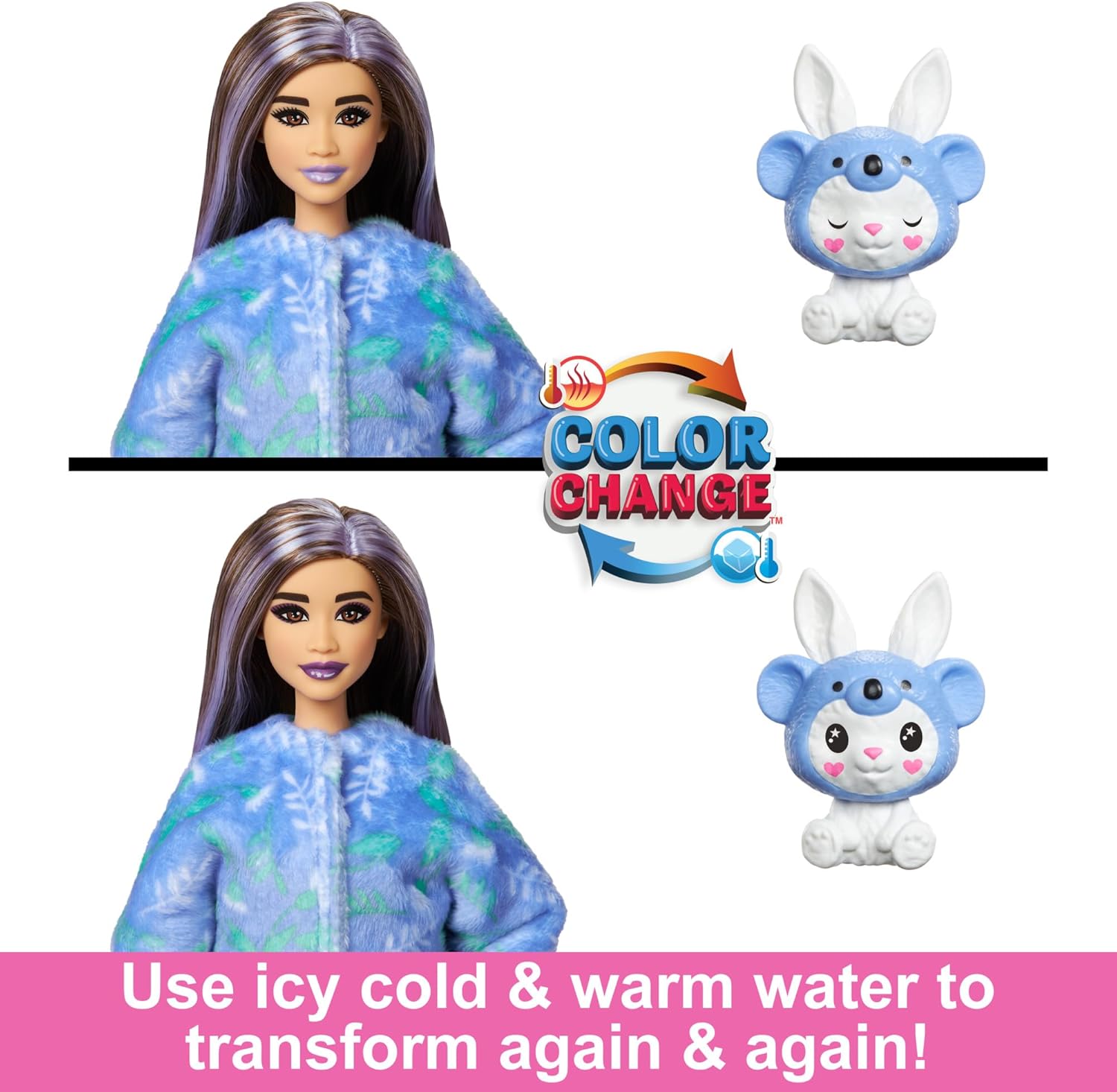 Barbie Cutie Reveal Doll – Bunny in Koala Plush Costume with 10 Surprises