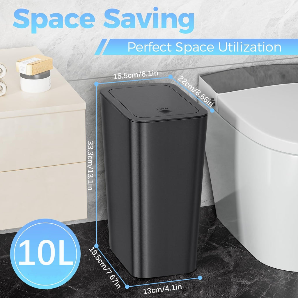 Xygobla 3 Pack 10L Slim Bathroom Bin with Lid - image 3