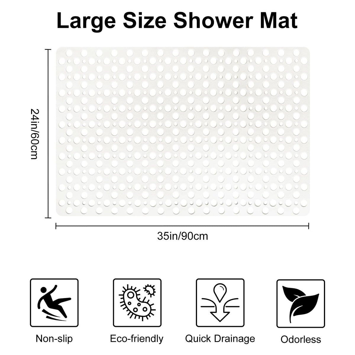 Shower Mat Non Slip Anti Mould: 60 x 90 cm Large Shower Mat for Inside Walk-in Shower Tray - Soft TPE Anti Slip Shower Mat for Bathroom Wet Floor - image 2