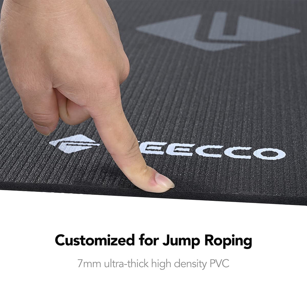 FEECCO Jump Rope Mat – 7mm High-Density PVC Non-Slip Skipping Mat