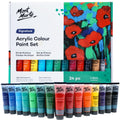 Mont Marte Acrylic Paint Set - 24 Vibrant Colours 36ml for Canvas & Art