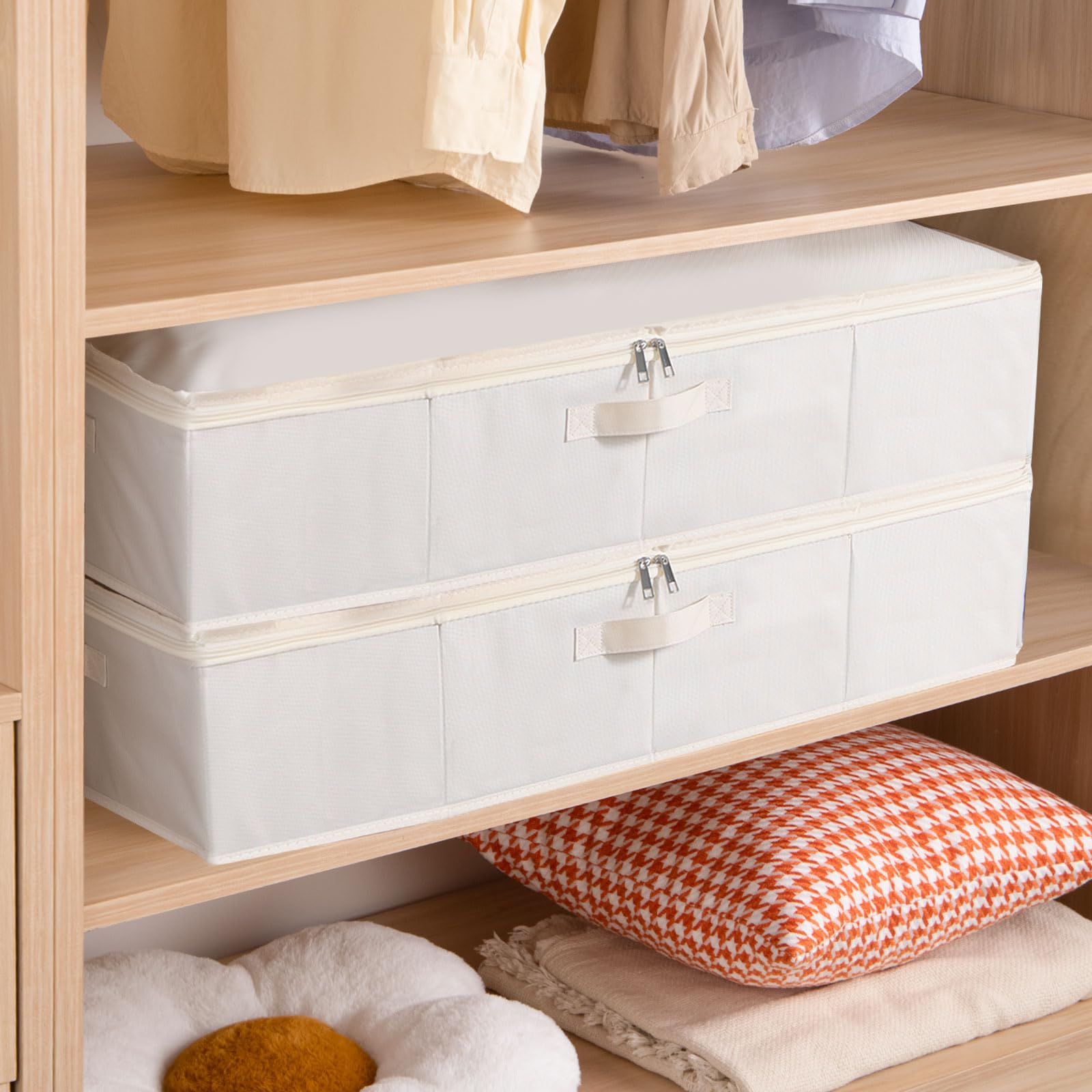 YheenLf 3-Pack Under Bed Storage Box with Lid | Foldable Linen Organiser