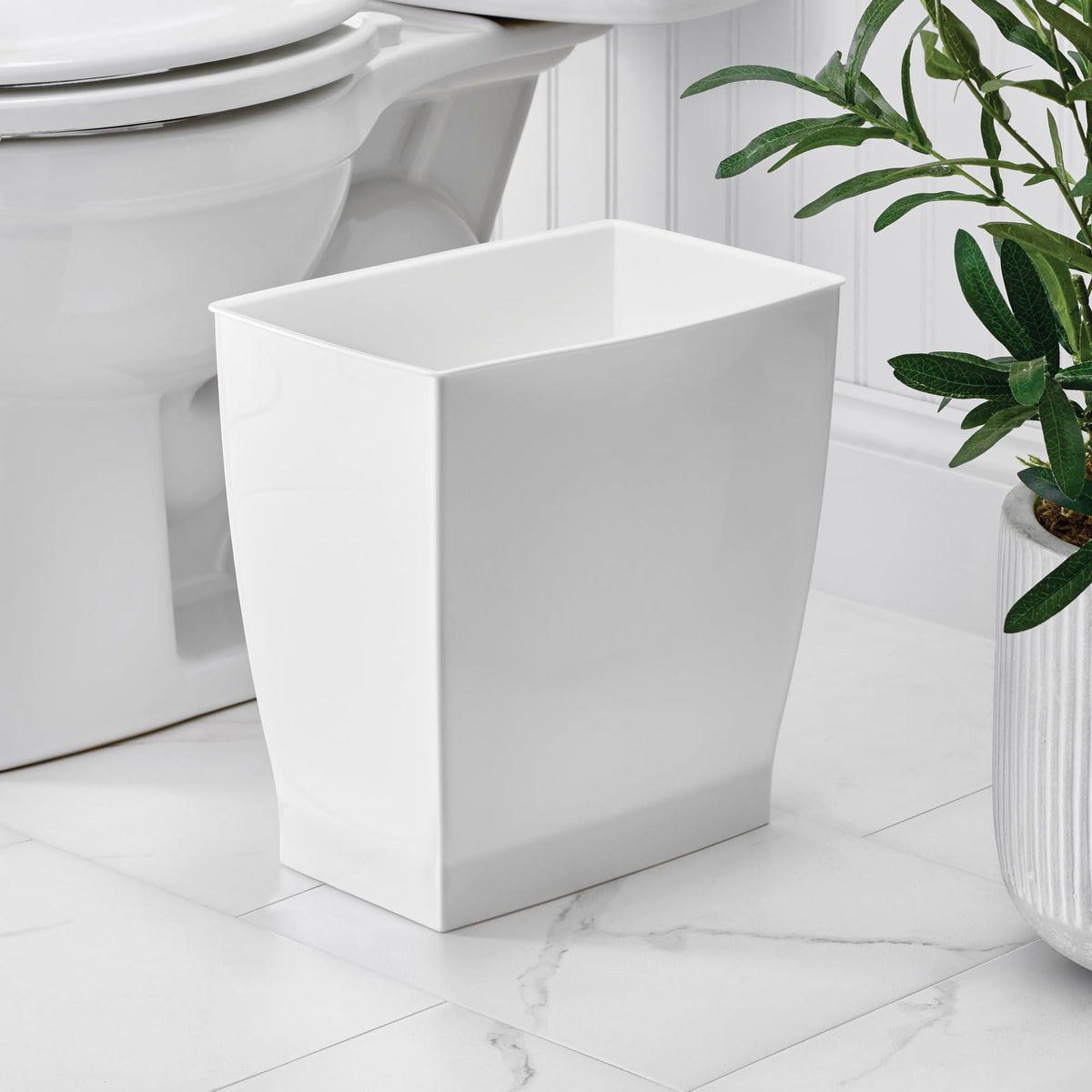 iDesign Mono Rubbish Bin, Plastic, White - image 3