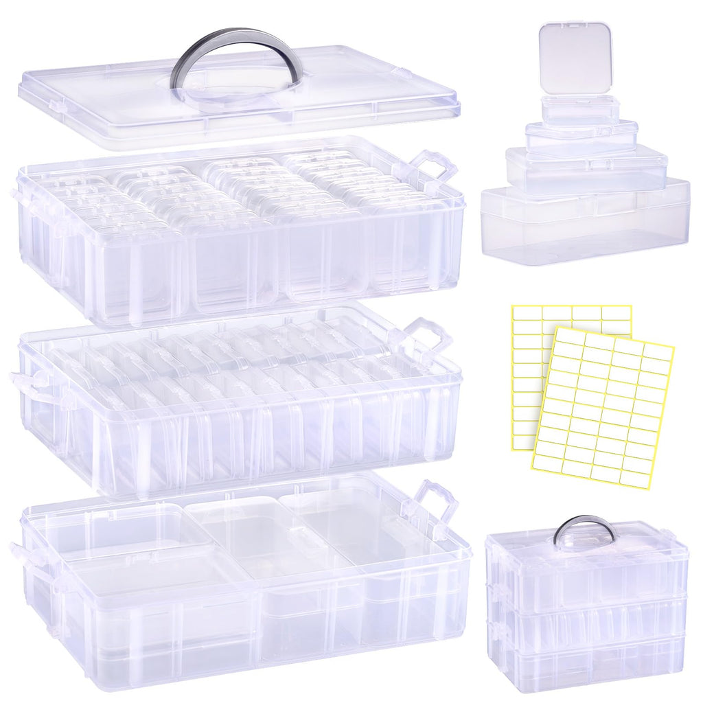Funtopia Craft Organiser 59 Pack, 3-Tier Stackable Container Box with Lids - image 1
