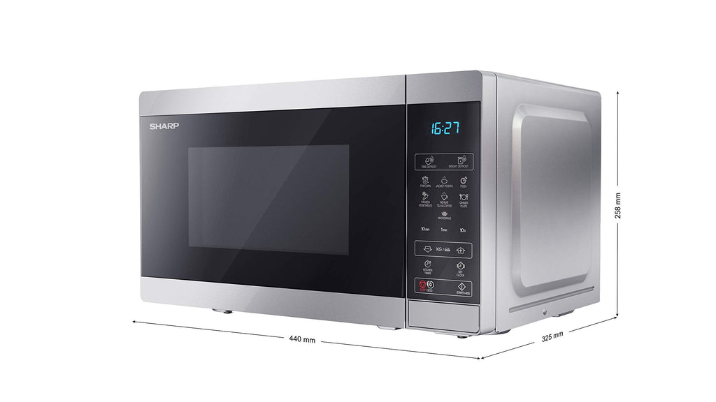 Sharp YC-MS02U-S 800W Digital Microwave – 20L Compact Solo Oven, Silver