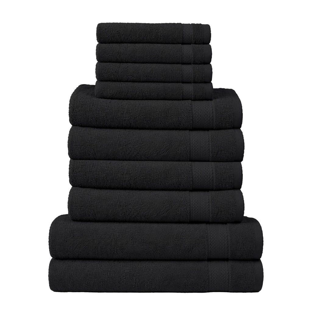 RAYMSTER 10 Piece Egyptian Cotton Towel Set - 2 Bath, 4 Face, & 4 Hand Towels Set for Daily Use - Soft, Highly Absorbent, Quick Dry, and Lightweight