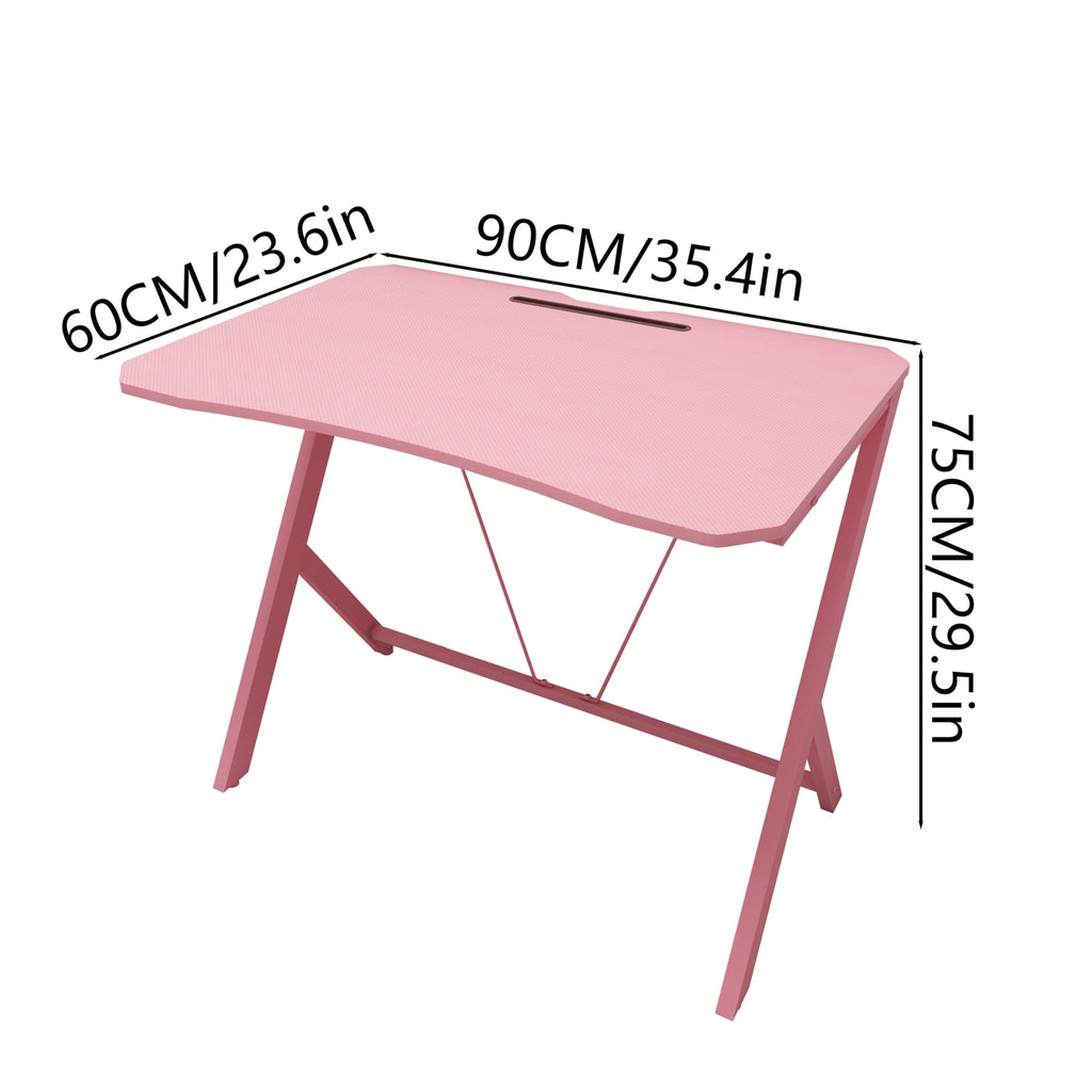 DEILALY 90cm Gaming Desk – Pink Carbon Fiber Ergonomic PC Table