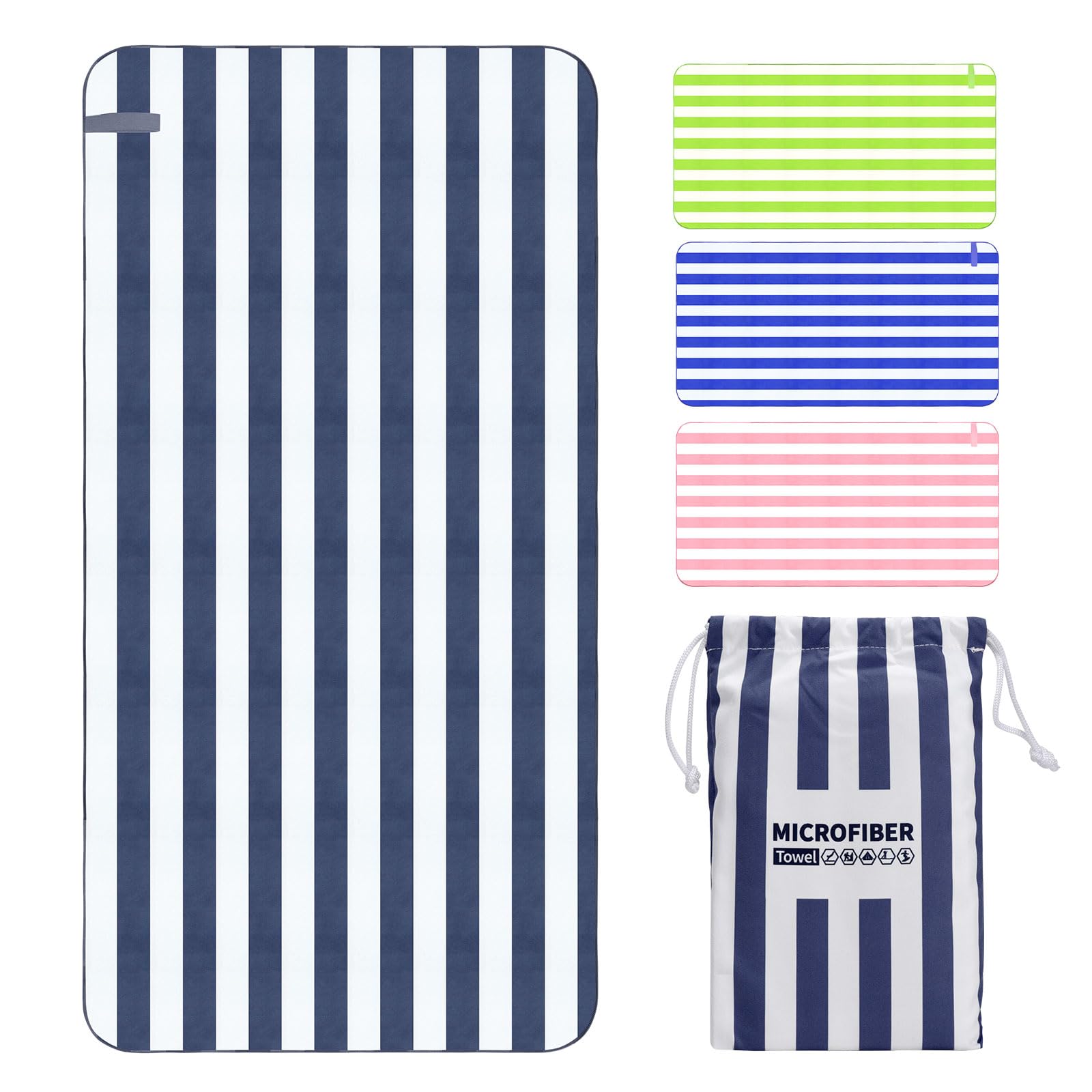 Runmeihe Oversized Microfiber Beach Towel – Sand-Free & Quick-Dry, 63x32