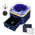 Firestyle Preserved Blue Real Rose with 100 Languages Love Necklace