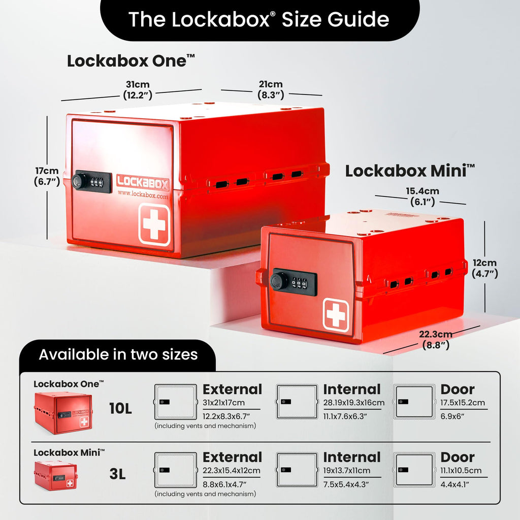Lockabox One Medi Red | 10L Lockable Medicine Box with Combination Lock