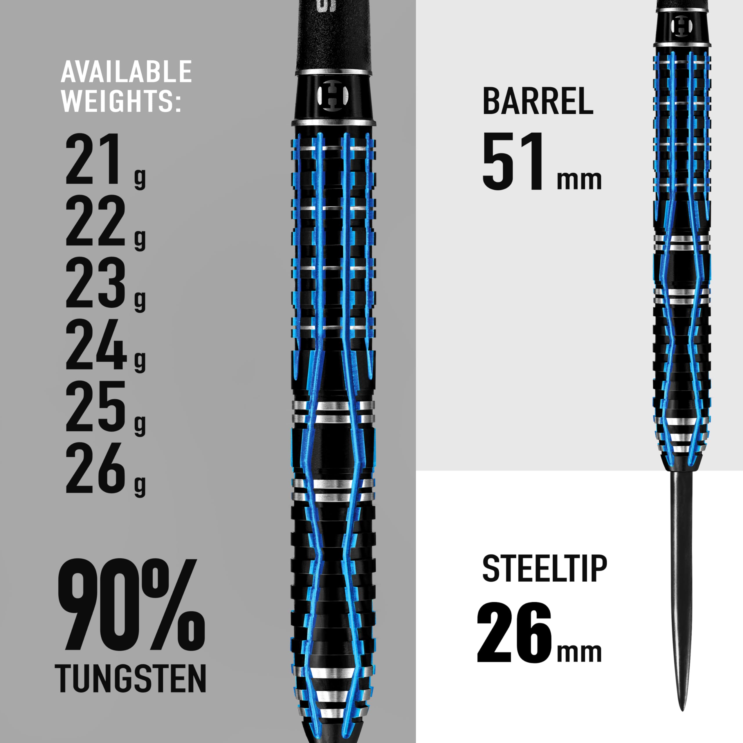 Harrows Ice Recut 90% Tungsten Steel Tip Darts Set | 21g - 24g