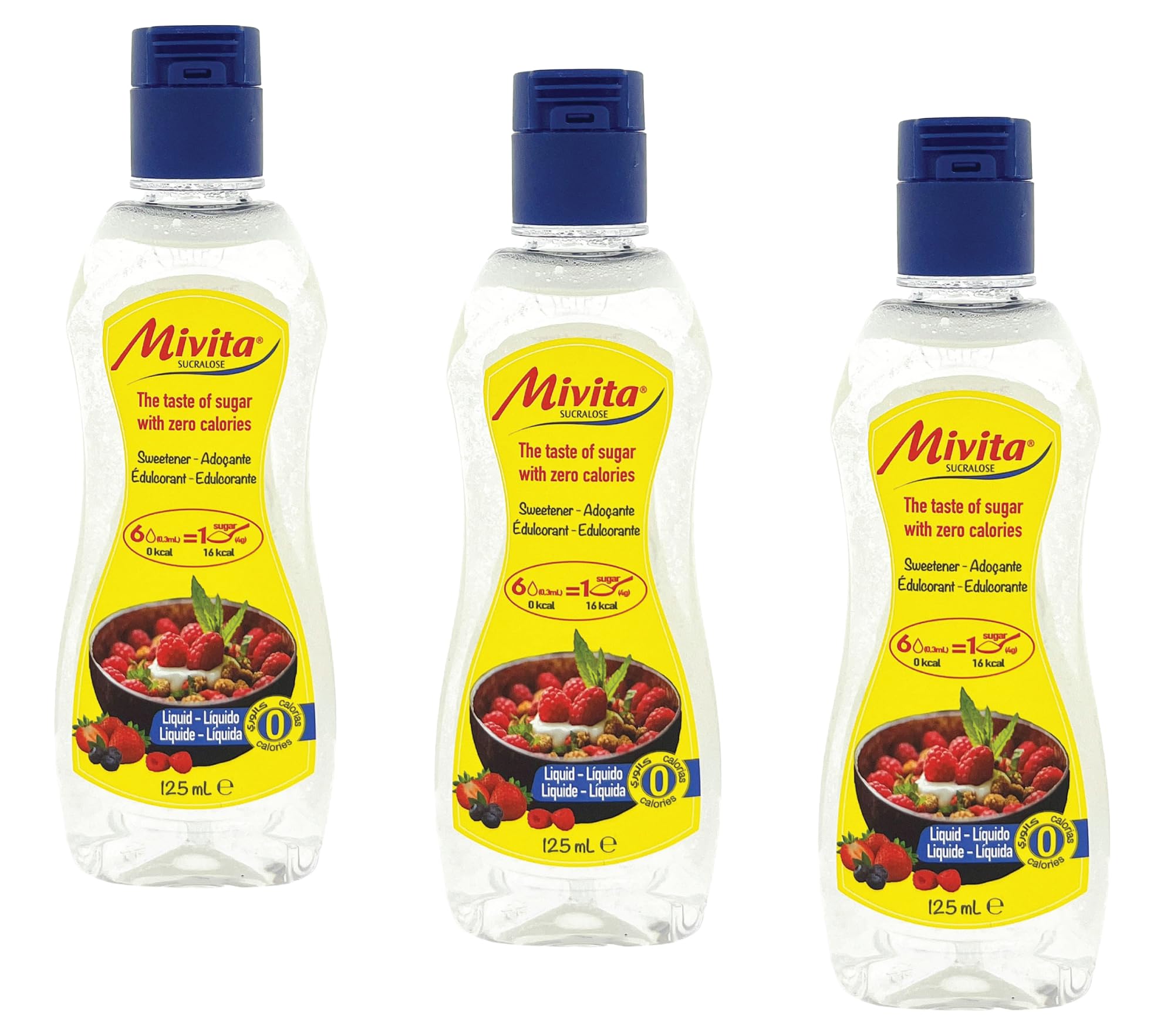 Mivita Sucralose Liquid Sweetener | Zero Calorie Sugar Substitute | 3 x 125ml