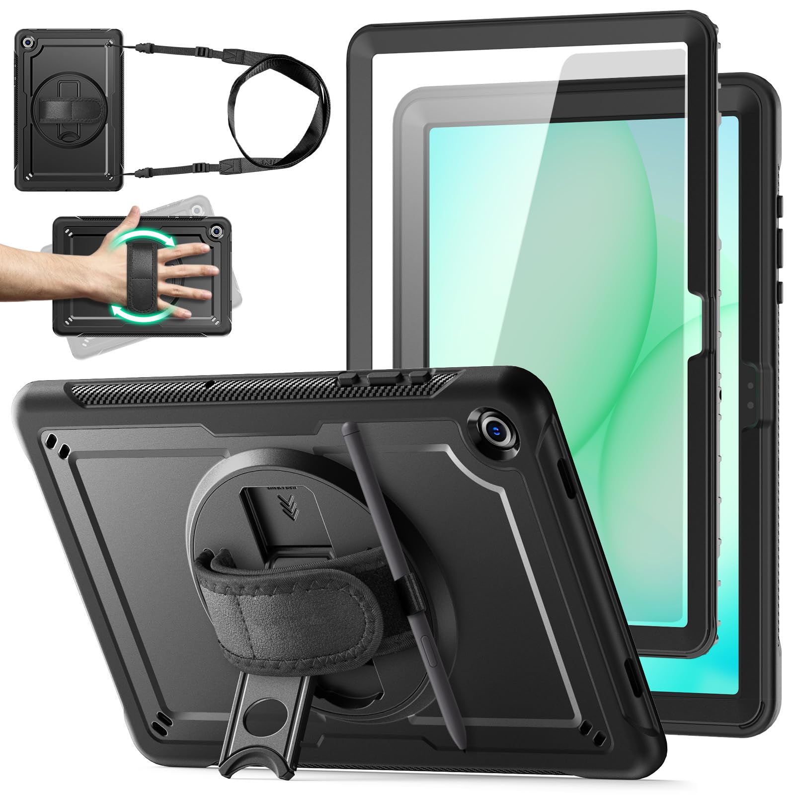 KAIJIABox Samsung Galaxy Tab A11/A9 Plus Case | Rugged Stand & Strap
