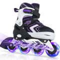 Nattork Girls Adjustable Inline Skates | Light Up Wheels | Purple Size 1-3