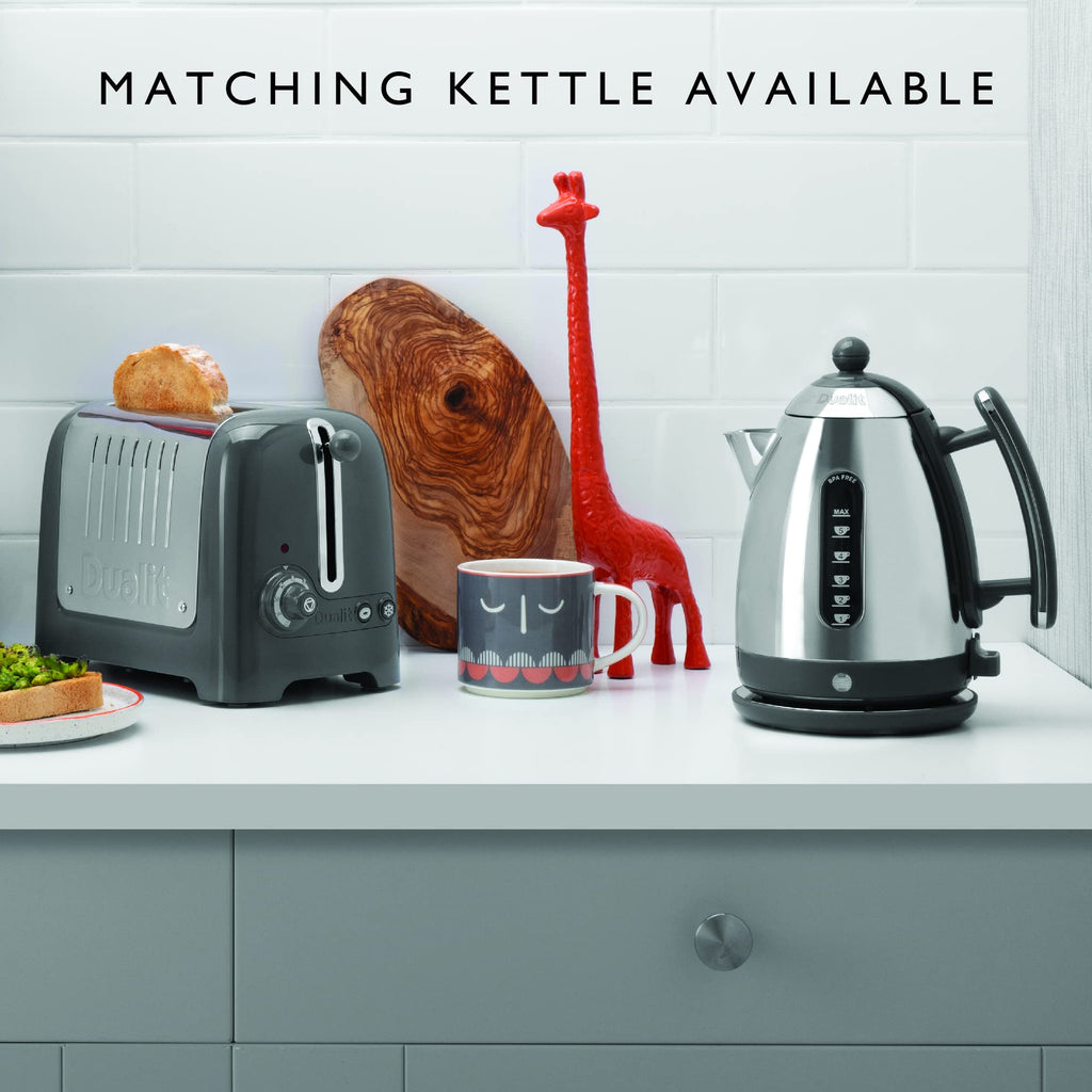 Dualit 2 Slice Lite Toaster | Polished with High Gloss Grey | 36mm Wide Slots