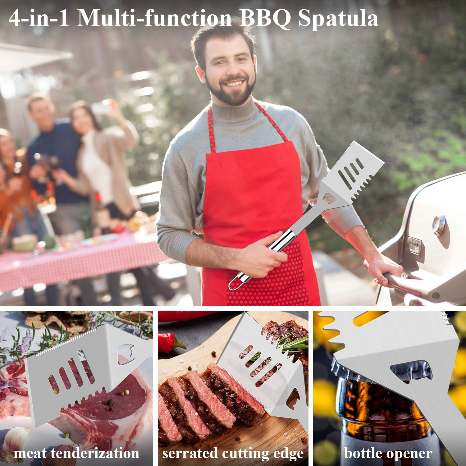 ROMANTICIST 26pc Stainless Steel Grill Tool Set with Aluminum Case