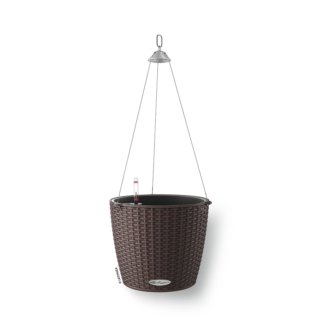 Lechuza NIDO Cottage 28 Self-Watering Hanging Planter | Rattan Look