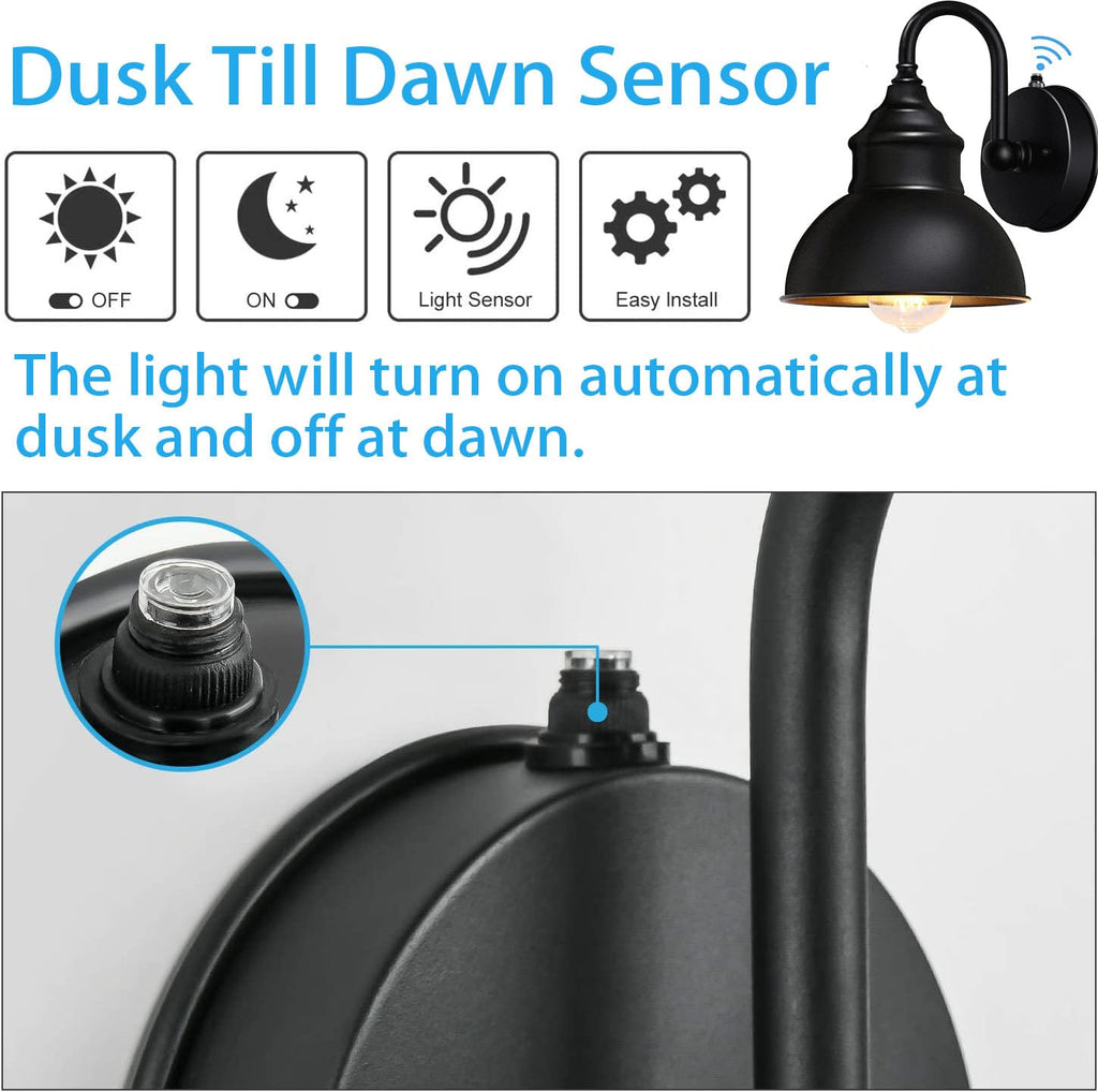 UYHGO Dusk to Dawn Outdoor Wall Lights – IP44 Waterproof Security Lamp