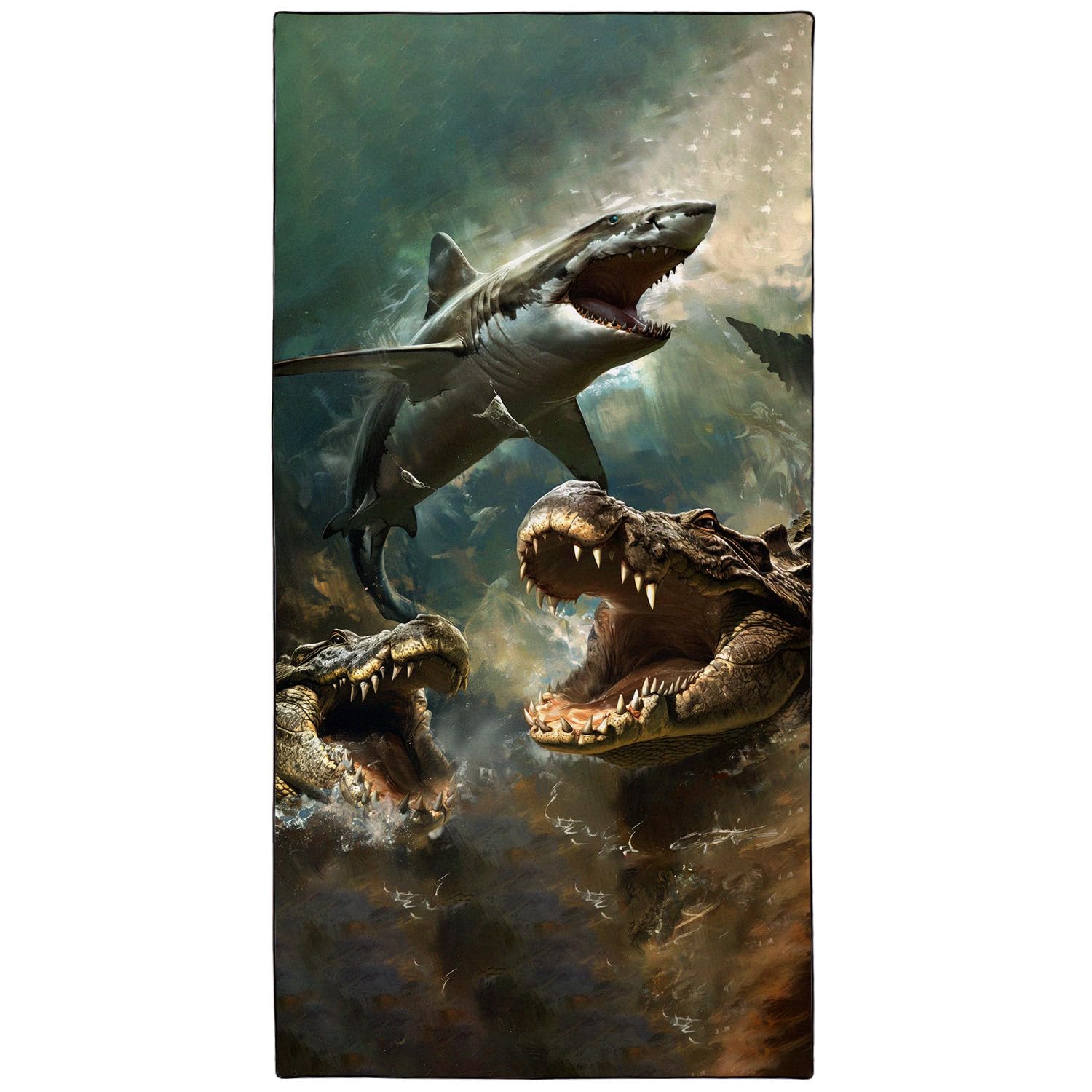 YISUMEI Shark & Crocodile Microfibre Beach Towel - Quick Dry, 180x90cm