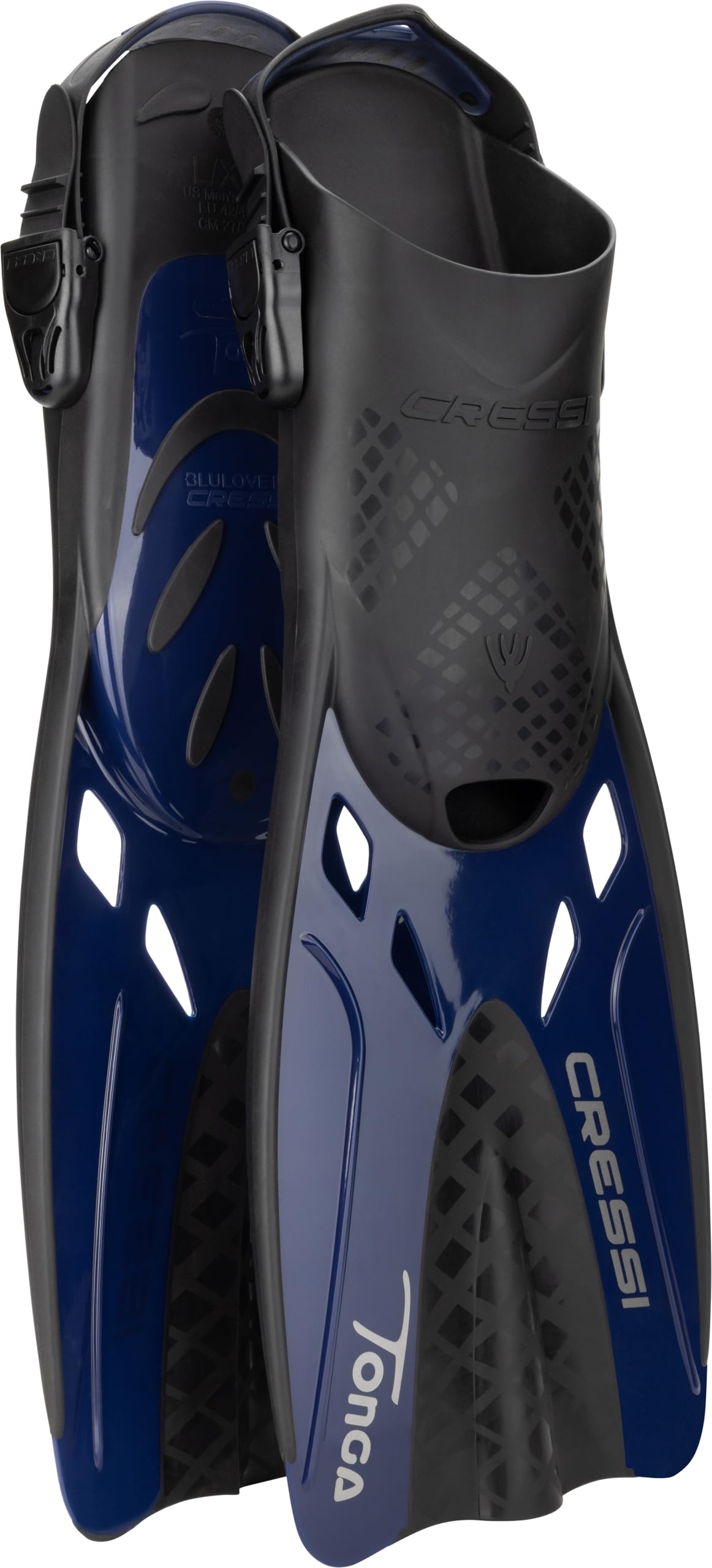 Cressi Tino Adventure Snorkel Set – Tonga Fins & Mask, Blue, L/XL