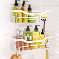 HapiRm Shower Caddy - 2-Pack No-Drill Stainless Steel Shelf with 11 Hooks