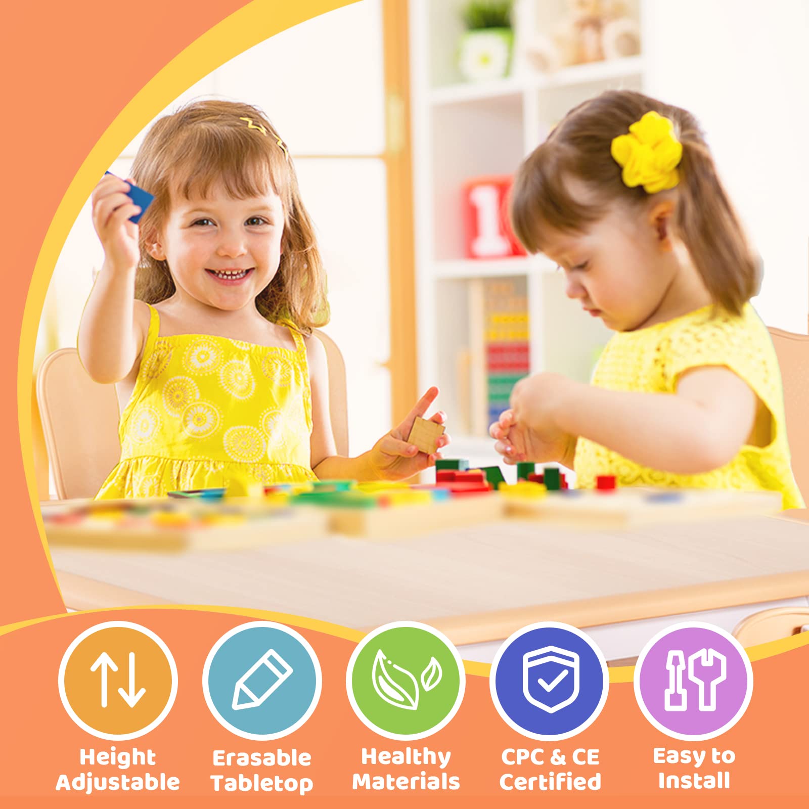 FUNLIO Kids Table and Chair Set | Height Adjustable Toddler Arts & Crafts